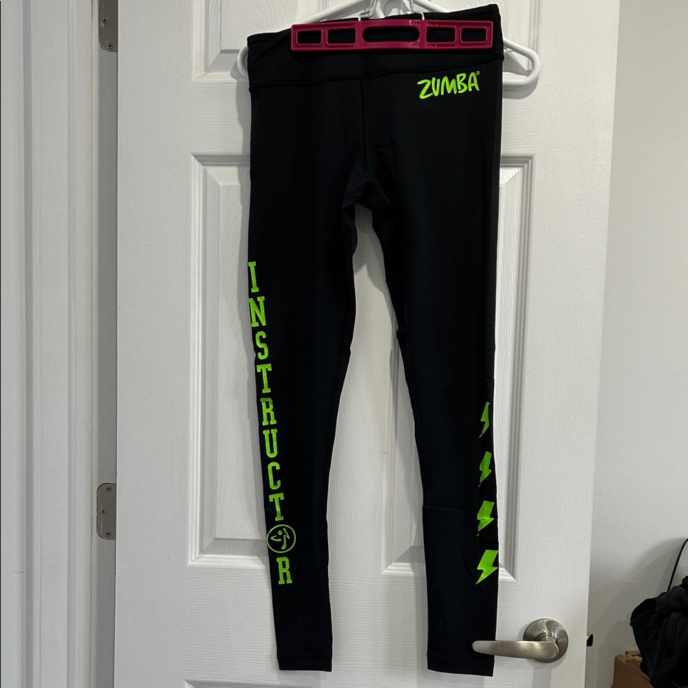 ZUMBA SALE! Vintage Black Instructor Leggings with Neon Green Accents
